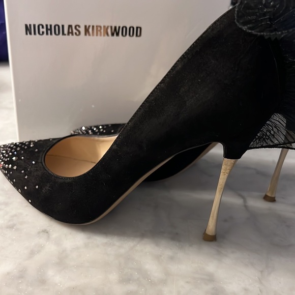 Nicholas Kirkwood black suede heels with Crystal details - Picture 5 of 11